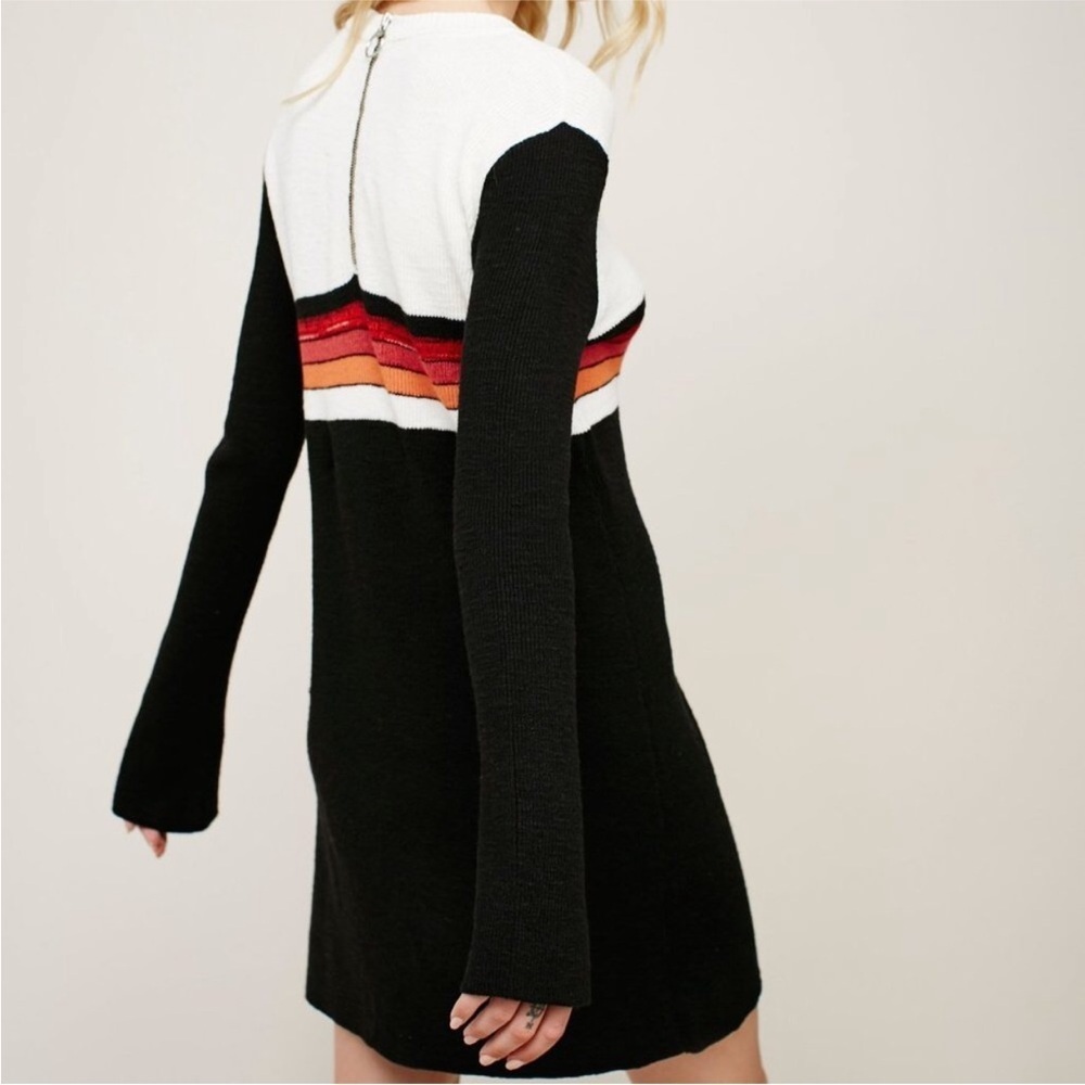 Free People Black and White Mini Dress with Striped Detail - Picture 2 of 5